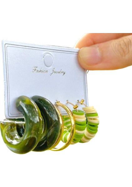 Haki 3'lü Halka Küpe Seti, Şık ve Çok Çeşitli Takı Seçeneği