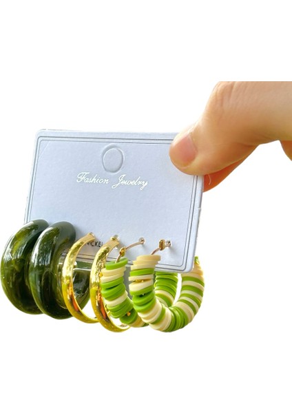 Haki 3'lü Halka Küpe Seti, Şık ve Çok Çeşitli Takı Seçeneği fiyatları