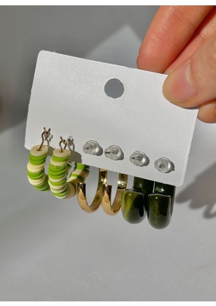 Haki 3'lü Halka Küpe Seti, Şık ve Çok Çeşitli Takı Seçeneği indirimleri