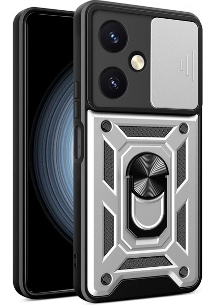 Vivo Y27 Kılıf Pars Lens Yüzüklü Silikon - Gümüş