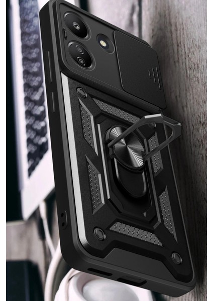 Xiaomi Redmi 13C Kılıf Pars Lens Yüzüklü Silikon - Siyah fırsatları