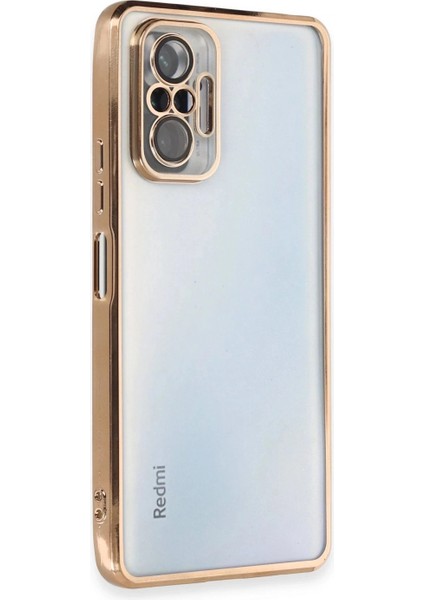 Xiaomi Redmi Note 10 Pro Kılıf Lensli Silikon - Gold