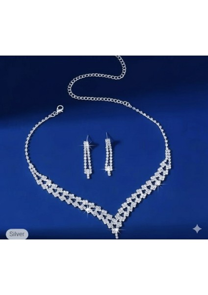 Doğa Gümüş Kaplama Zirkon Taşlı Takı Seti, Düğün, Nişan, Davet ve Partiler Için Şık Tasarım modelleri