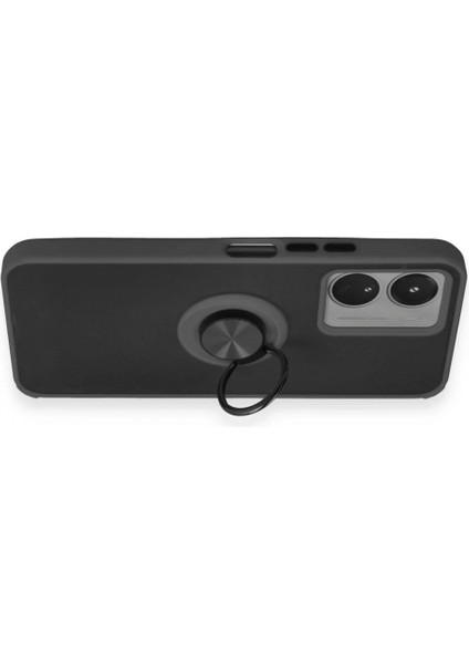 Vivo Y16 Kılıf Montreal Yüzüklü Silikon Kapak - Siyah modelleri