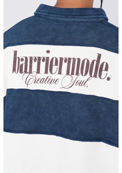 Oversize Polo Yaka Çizgili Sweatshirt modelleri