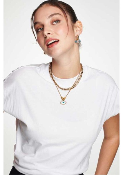 Altın Kaplama Göz Zincir Kolye, Şık ve Zarif Takı Tasarımı