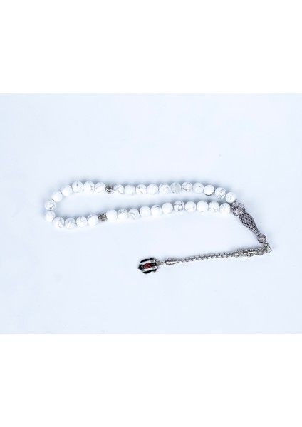 Beyaz Doğal Taş Tespih, Şık ve Zarif Aksesuar, El Yapımı ve Dayanıklı Tasarım