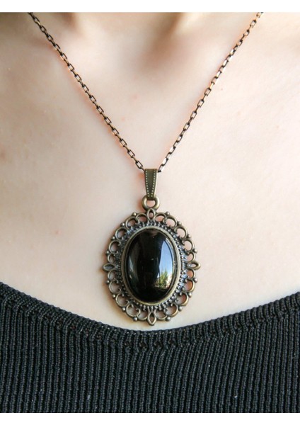Doğal Oniks Taşlı Kadın Kolye, 45 cm Zincirli, Otantik ve Şık Tasarım modelleri