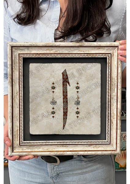 Renkli Taşlı Elif Harfi Duvar Tablosu, 30X30 Cm, Şık ve Modern Dekor Seçeneği fırsatları