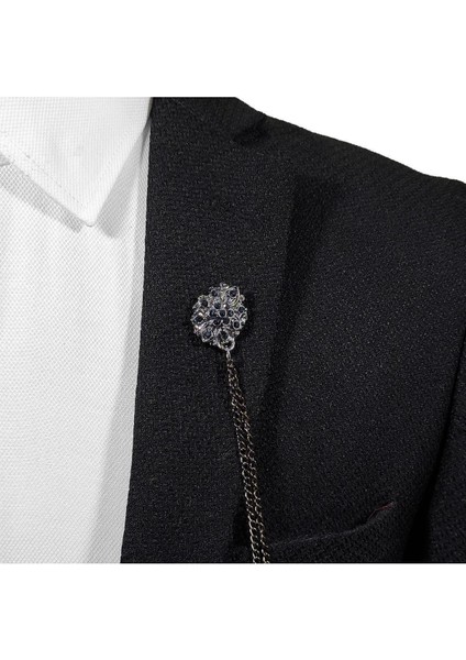 Gri ve Lacivert Taş Detaylı Şık Yaka Iğnesi ve Zinciri, Zarif Aksesuar Seçeneği fırsatları