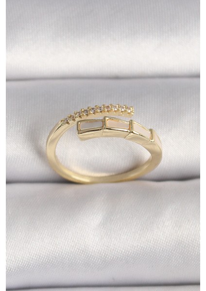 Bfs Pirinç Gold Renk Zirkon Taş Detaylı Yılan Model Ayarlanabilir Yüzük