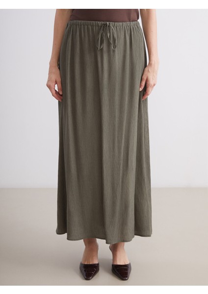 Yeni Sezon Beli Lastikli Dokulu Kloş Etek fiyatları