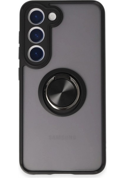 Samsung Galaxy S23 Kılıf Montreal Yüzüklü Silikon Kapak - Siyah
