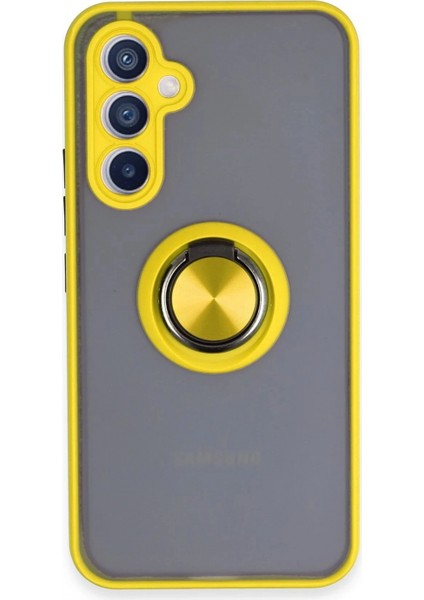 Samsung Galaxy A54 5g Kılıf Montreal Yüzüklü Silikon Kapak - Sarı