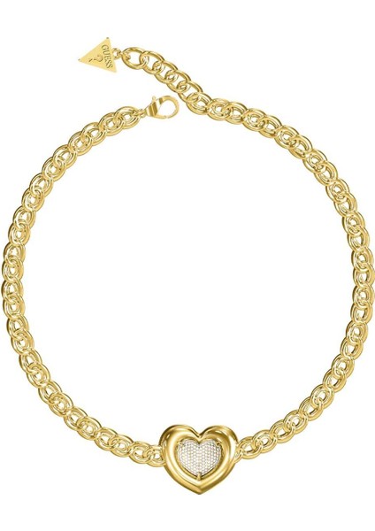 Şık Kalpli Kadın Takısı, Zarif ve Parlak Altın Tasarım