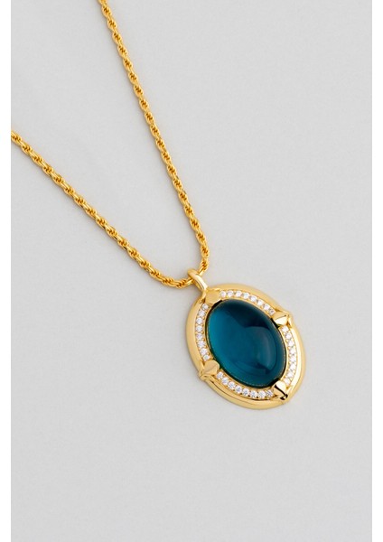 Renkli Vintage 18 Ayar Sarı Altın Kaplama 50 cm Gümüş Madalyon Kolye fiyatları