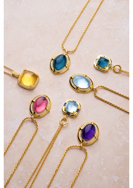 Renkli Vintage 18 Ayar Sarı Altın Kaplama 50 cm Gümüş Madalyon Kolye modelleri