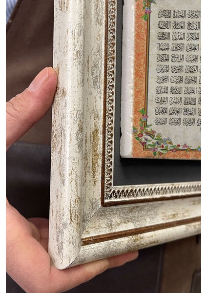 Renkli Taşlı Çerçeveli Esmaül Hüsna Tablo 30X30 Cm, Ev Dekoru indirimleri