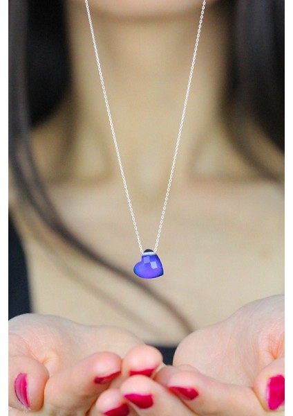 Renk Değiştiren Kalp Modelli Gümüş Kolye, Isıya Göre Renk Değişimiyle Şıklık