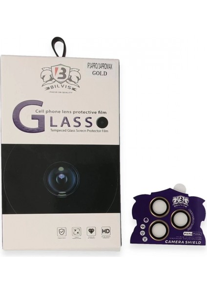 iPhone 14 Pro Max Bilvis Titan Kamera Lens - Gold