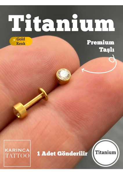 Parlak Taşlı Titanyum Piercing, Helix, Tragus, Kulak, Burun ve Dudak Takımı