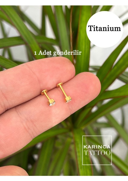 Parlak Taşlı Titanyum Piercing, Helix, Tragus, Kulak, Burun ve Dudak Takımı