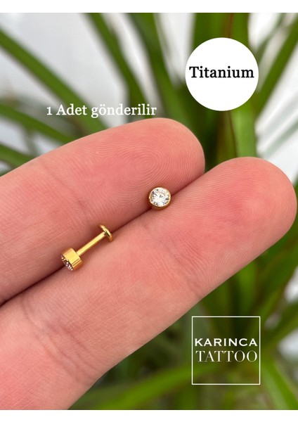 Parlak Taşlı Titanyum Piercing, Helix, Tragus, Kulak, Burun ve Dudak Takımı
