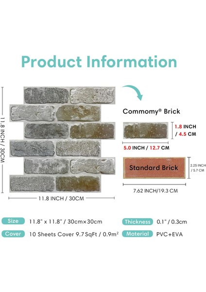 30X30CM 6'lı Renkli 3D Kendinden Yapışkanlı Duvar Kaplama Seti
