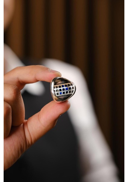 El Işçiliği Mavi Taşlı Gümüş Yüzük, Zarif ve Şık Tasarım indirimleri