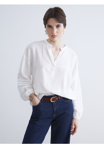 Yeni Sezon Kaçık Yaka Oversize Bluz