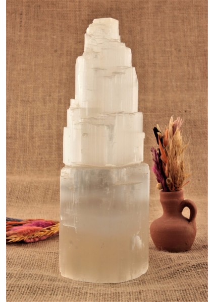 Sertifikalı Selenit Doğal Taş, Özel Şekil, Beyaz Renkli, Enerji Dengeleyici Tasarım