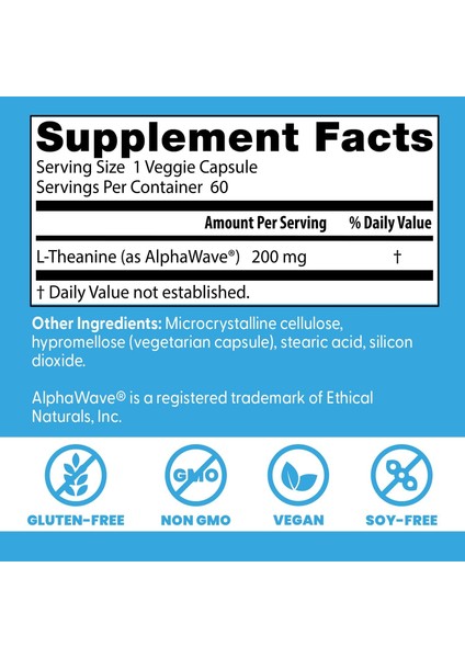L-Theanine Alphawave Supports Relaxation And Mental 60 Veggie Caps fiyatları