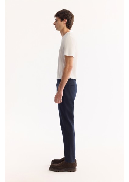 Erkek Lacivert Viskon Karışımlı Kolay Ütülenen Çizgili Slim Fit Pantolon A52Y3006 fiyatları