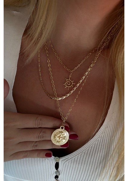 Bohem Üçlü Kolye Seti, Şık ve Tarz Sahibi Takı Kombinasyonu