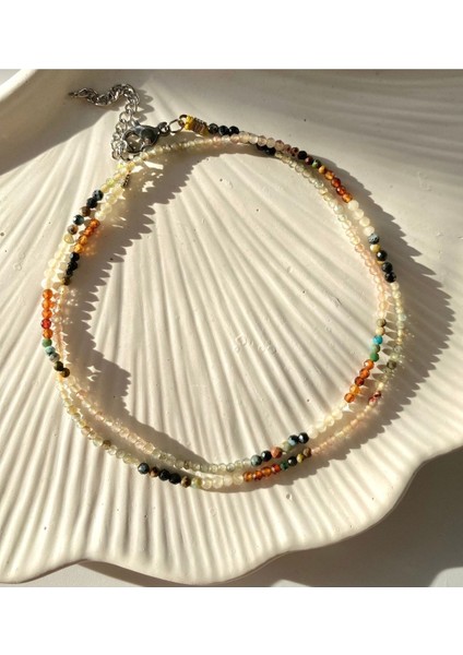 Doğal Taş ve Çelik Dizi Kolye, Şık ve Renkli Takı Seçeneği