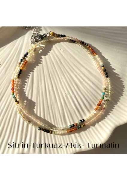 Doğal Taş ve Çelik Dizi Kolye, Şık ve Renkli Takı Seçeneği fiyatları