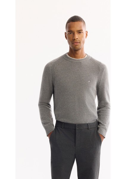 Erkek Antrasit Yanı Lastikli Viskon Karışımlı Slim Fit Chino Pantolon A52Y3053