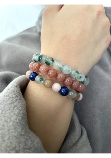 Çok Renkli Kadın Doğal Taşlı 3'lü Bileklik, El Yapımı, Sakinlik ve Zarafet! fiyatları