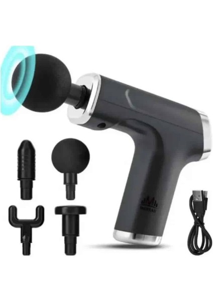 Şarjlı 4 Başlıklı Titreşimli Profesyonel Masaj Tabancası Sporcu Rahatlatıcı fırsatları