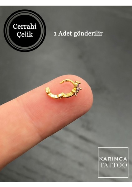 Mor Taşlı Kelebek Halka Piercing, Şık ve Zarif Kulak Takısı fiyatları