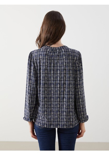 Yeni Sezon Hakim Yaka Desenli Kadın Bluz fırsatları