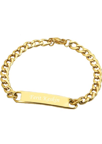 Isme Özel Paslanmaz Çelik Zincirli Künye Bileklik, Şık ve Kaliteli Tasarım