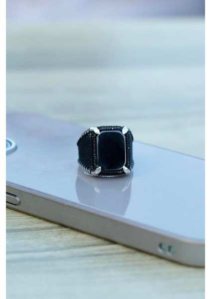 El Işçiliği Oniks Taşlı Gümüş Yüzük, Zarif ve Şık Takı Seçeneği fiyatları