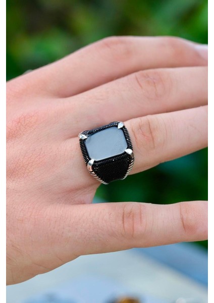 El Işçiliği Oniks Taşlı Gümüş Yüzük, Zarif ve Şık Takı Seçeneği fırsatları