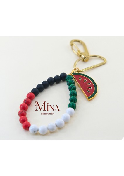 Doğal Taş Anahtarlık, Filistin Teması, Mavera Model, Karpuz Detaylı