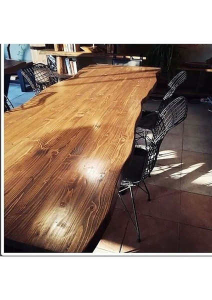 Ahşap Kütük Tasarımlı Çok Amaçlı Masalar ve Banklar, Kahverengi Renkli