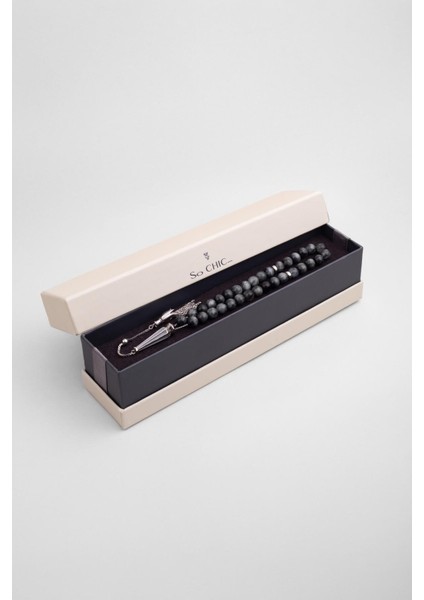 Doğal Kartal Gözü Taşlı 27 cm Gümüş Tesbih, Şık ve Zarif Tasarım indirimleri