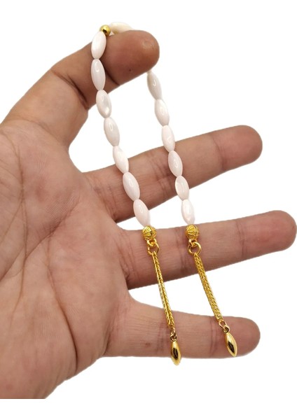 Altın ve Doğal Sedef Taşlı Şık Tesbih, Zarif ve Özgün Tasarım