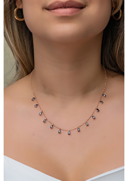 925 Ayar Gümüş Damla Topaz Taşlı Zarif Kolye fiyatları