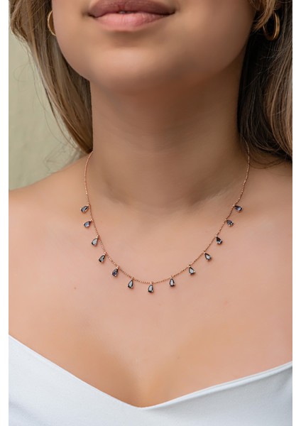 925 Ayar Gümüş Damla Topaz Taşlı Zarif Kolye modelleri